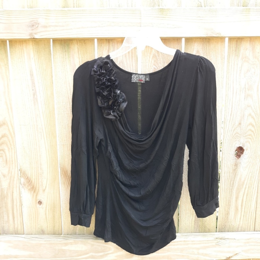 Black Flower Blouse Junior's size XL